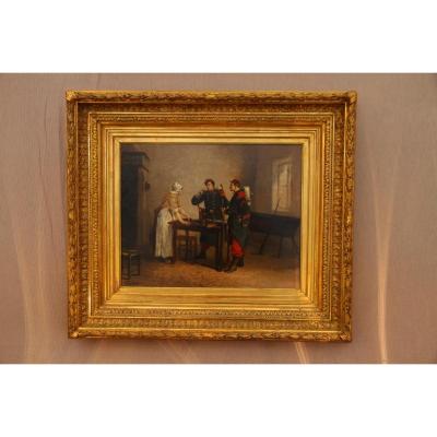 Oil On Canvas Signed A. Ganlault, Nineteenth Century