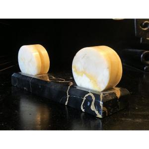 Art Deco Paperweight. Portor Marble And Agate, 20th Century