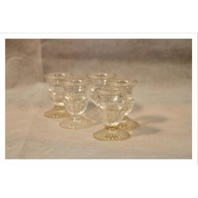 Five (5) Candlesticks In Glass XIXth Century