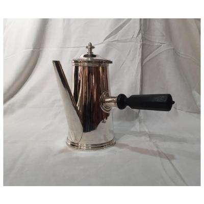 Hotel Silvered Metal Jug And Ebony Handle, Victor Saglier (1809-1894), 19th Century