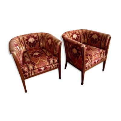 Pair Of Upholstered Armchairs, 20th Century