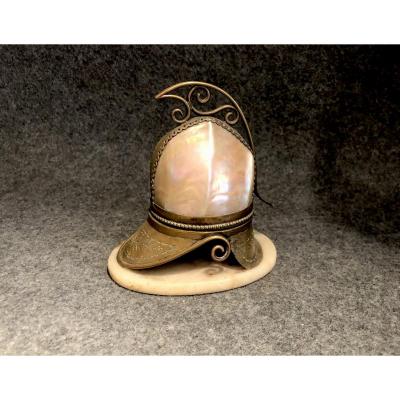 Shell Mounted As Helmet Forming A Box, 19th Century