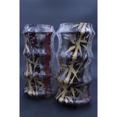 Pair Of Vases, Cristallerie De Saint-denis, Circa 1870