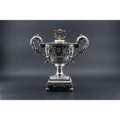 Drageoir In Silver, Crystal And Silver-gilt, 19th Century