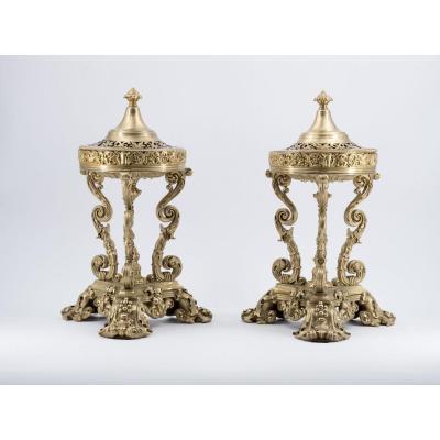 Pair Of Athenian Incense Burners, 19th Century