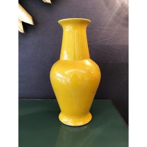 Yellow Glazed Ceramic Vase. China, Early 20th Century