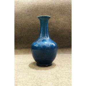 Small Blue Crackle Vase, 20th Century