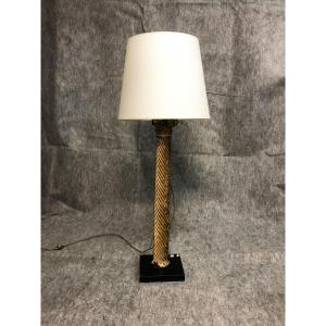 Gilded Wooden Lamp, 20th Century