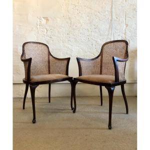 Pair Of Regency Armchairs. England, 19th Century