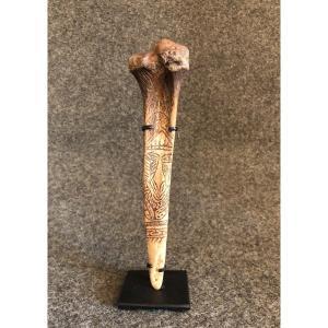 Engraved Bone From Oceania, Late 19th Century