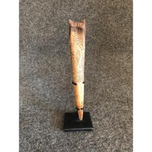 Engraved Bone From Oceania, Late 19th Century