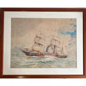 Frédéric Bernelle (1884-1954) Mixed Liner Of The Messageries Maritimes