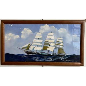 Leon Haffner (1881-1972) Portrait D’un Trois Mâts Barque