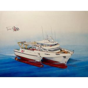 Aquarelle Du Tribex, Architecture Project Of A Working Trimaran For The Comex