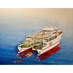 Aquarelle Du Tribex, Architecture Project Of A Working Trimaran For The Comex