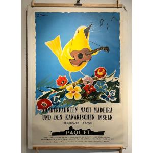 According To J. Tonelli, Color Poster For The Canary Islands Voyage Of The Paquet Company