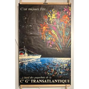 After René Bouvard, Poster "it's Always Party Time... Aboard The Cgt Cruise Ships"