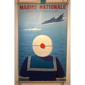 According To Jean Desaleux, Color Poster For Enlistment In The French Navy Around 1950