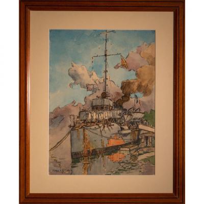 Frédéric Bernelle (1884-1954) Against French Torpedo Boat