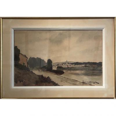 Fernand Negre (1899-1985) Bord De Marne à Chateau-thierry