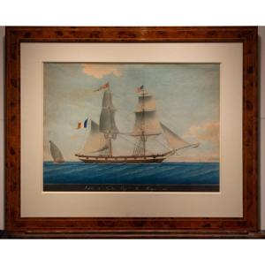 Joseph Honoré Pellegrin (1793 Marseille - 1869 Marseille) Portrait Du Brick Adélie De Nantes