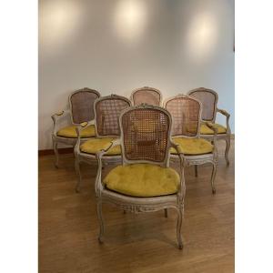 Six Armchairs Aixoise Model Louis XV Period