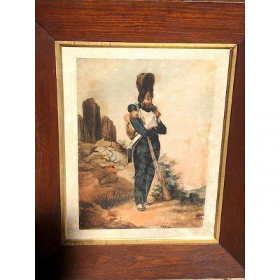 Watercolor Signed Eugène Charles François Guerard 1821-1866