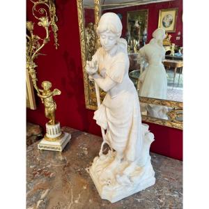 19th C. Peasant Alabaster Statue