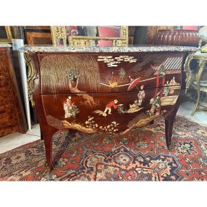Louis XV Style Chinese Lacquer Chest Of Drawers