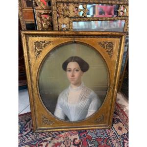 Pastel Portrait Of A Woman From The 19th Century