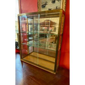 19th Century Glass And Brass Wall Display Case