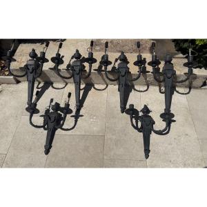 Set Of Six Louis XVI Style Bronze Wall Lights
