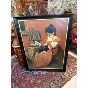 Oil On Canvas Scene Of Life 19th