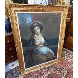 Pastel By Madame Vigee-lebrun And Her Daughter