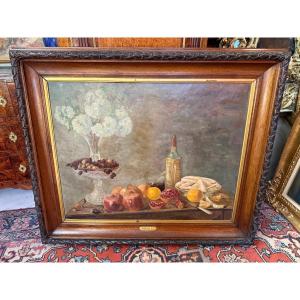 Oil On Canvas Still Life From The 19th Century