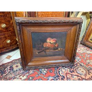 19th-century Oil On Canvas Depicting A Still Life