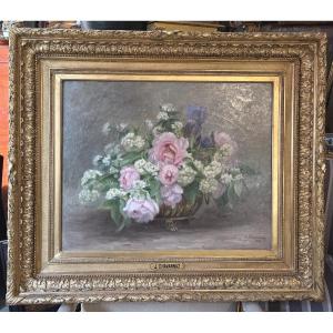 Oil On Canvas, Floral Motif, Signed J. Chavannaz