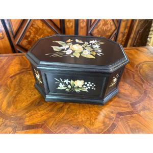  Case In Marble Marquetry 19th Century