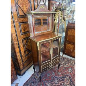 Louis XVI Style Buffet Formant Vitrine Avec Etagere In Mahogany,