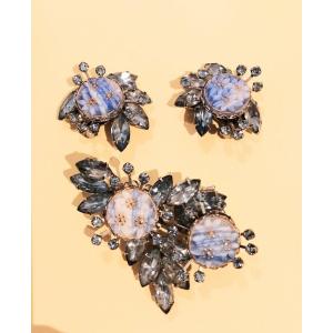 Designer Jewelry Set, Vintage Glass Signed Judy Lee 1960 Vintage