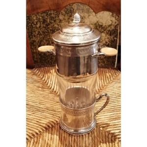 Teapot, Coffee Pot, Filter, Travel, Solid Silver, 19th Century