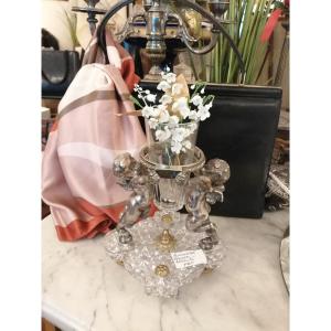 19th Century Baccarat And Silver-plated Bronze Table Display 