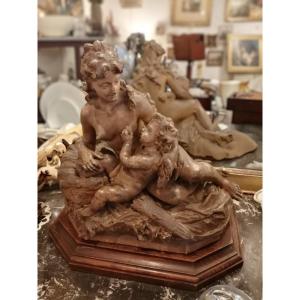 Terracotta Group, Allegorical, 19th Century, Signed A. Molto 