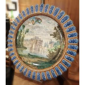 Large Blois Earthenware Platter Signed J. Tortat, 19th Century