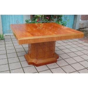 Art Deco Period Table In Moire Mahogany From The 1930s