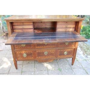 Louis XVI Period Secretary Commode In Walnut From The 18th Century