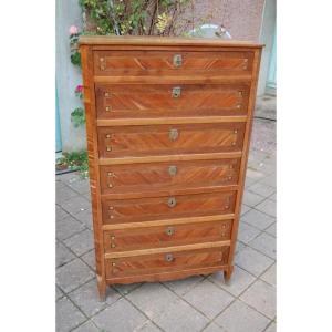 Louis XVI Period Secretary Commode In Walnut From The 18th Century