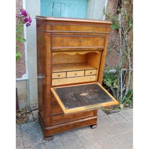 Louis Philippe Period Walnut Secretary From The 19th Century