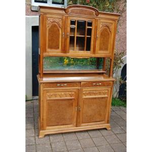 Art Nouveau Two-body Walnut Buffet From The 1900s