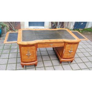 Napoleon III Pedestal Desk Late 19th Century In Marquetry